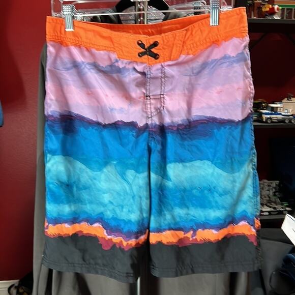 Swim Trunks Board Shorts Cat & Jack Sz XL 16 Boys Husky Orange Blue - Picture 2 of 9